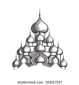 Vector Black and White Dome Church Illustration