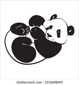 vector black and white doodle drawing cute panda baby