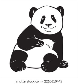 Vektorschwarz-weißes Doodle mit süßem Panda-Baby