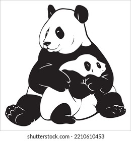 dibujo vectorial de doodle en blanco y negro lindo panda bebé