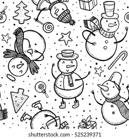 Vector Black White Doodle Illustration Holidays Stock Vector (Royalty ...