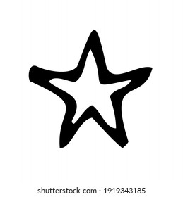 Vector black and white doodle star isolated on the white background for holliday, package, icon