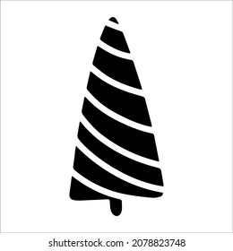 Ilustración vectorial en blanco y negro de un simple árbol de Navidad