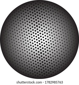 Vector black and white dotted button with halftone shadow. Can be used as art deco or retro design element for logo.