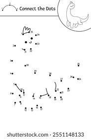 Vector black and white dot-to-dot and color activity with brachiosaur. Dinosaur connect the dots game, coloring page. What join the dot printable worksheet with diplodocus. Prehistoric line puzzle