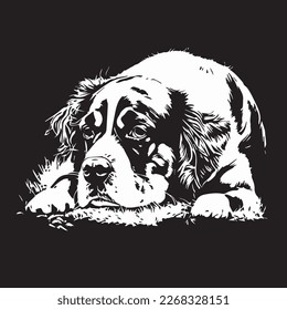 Dibujo vectorial en blanco y negro de un perro.