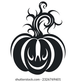 vector black and white drawing pumpkin for halloween. on a white background. element of halloween, witchcraft, magic.