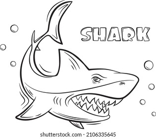 dibujo vectorial en blanco y negro de un tiburón