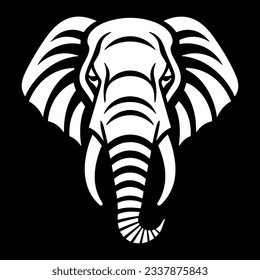 Vector black and white elephant head