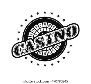 vector black and white emblem of the casino elements of winning and luck