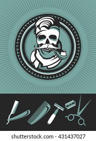 vector black and white emblem hairdresser