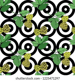 Vector. Arte con tinta de estímulo en blanco y negro. Hoja verde. Planta de hojas de vegetación botánica follaje floral. Patrón de fondo sin inconvenientes. Textura de impresión de papel tapiz de tela.