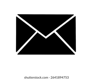 Vector black and white envelope icon. Simple envelope icon image for print, web isolated on white