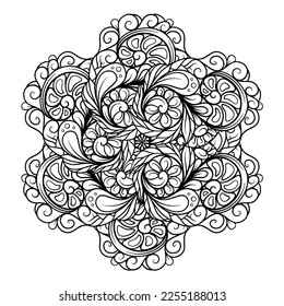 Vector de origen blanco y negro mandala motivos para colorear antiestrés
