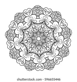 Vector black and white ethnic mandala pattern.