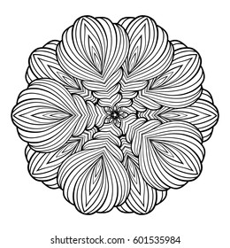 Vector black and white ethnic mandala pattern.