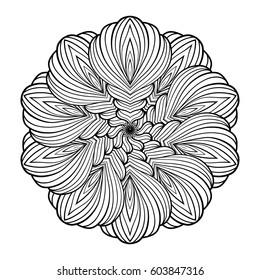 Vector black and white ethnic mandala pattern.