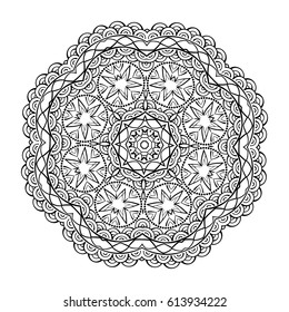 Vector black and white ethnic mandala pattern.