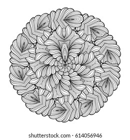 Vector black and white ethnic mandala pattern.