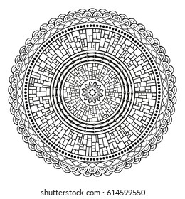 Vector black and white ethnic mandala pattern.