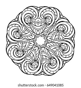 Vector black and white ethnic mandala pattern.