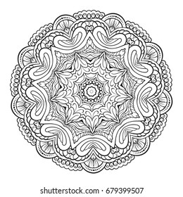 Vector black and white ethnic mandala pattern.
