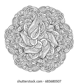Vector black and white ethnic mandala pattern.