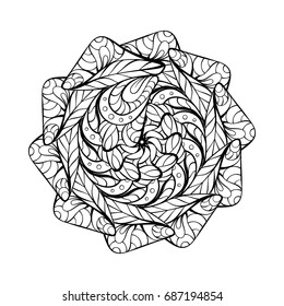Vector black and white ethnic mandala pattern.