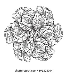 Vector black and white ethnic mandala pattern.