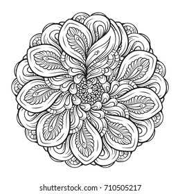 Vector black and white ethnic mandala pattern.