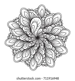 Vector black and white ethnic mandala pattern.