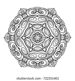 Vector black and white ethnic mandala pattern.