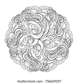 Vector black and white ethnic mandala pattern.