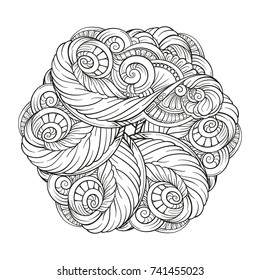 Vector black and white ethnic mandala pattern.