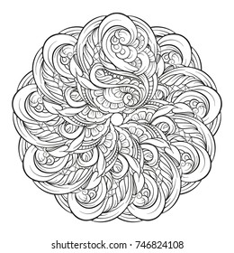 Vector black and white ethnic mandala pattern.