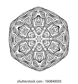 Vector black and white ethnic mandala pattern.