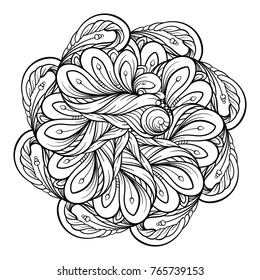 Vector black and white ethnic mandala pattern.