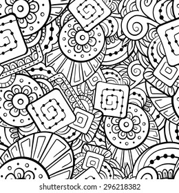 Vector black and white ethnic seamless pattern. EPS 10.