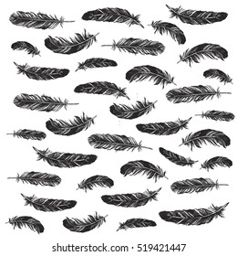 Vector Black and White Feather Pattern