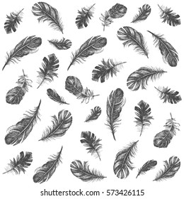 Vector Black and White Feather Pattern