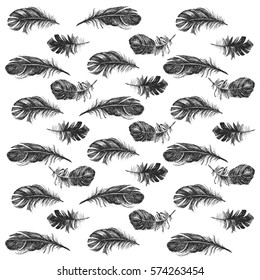 Vector Black and White Feather Pattern