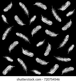Vector Black and White Feather Pattern
