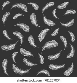 Vector Black and White Feather Pattern