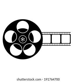 Vector Black And White Film Reel Icon Isolated