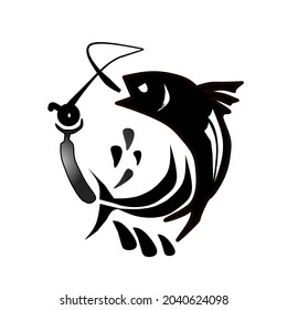 Vector Black White Fish Fishing Fishing Stock Vector (Royalty Free ...