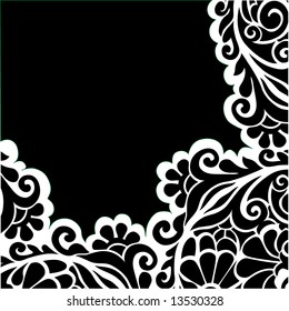 vector black and white floral background