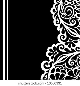 vector black and white floral background