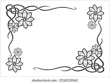 vector black and white floral frame