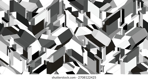 Vetor preto e branco floral padrão sem costura. Abstrato ornamento geométrico mínimo com flores em estilo oriental. Fundo monocromático simples.