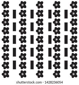 Vector black and white flower and line pattern
